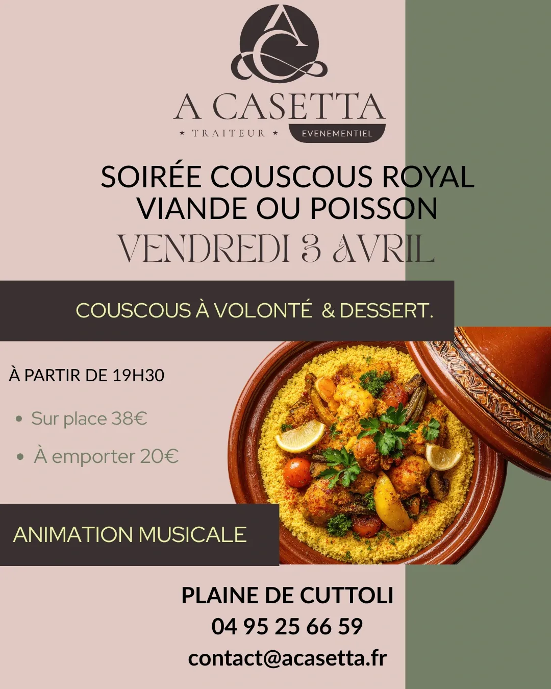 Couscous à emporter (Viandes ou Poissons)